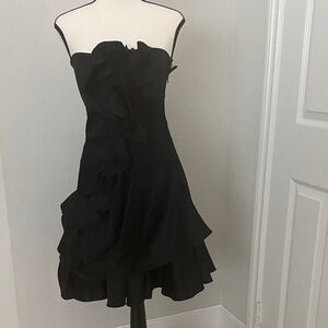 Karen Millen Black Strapless Ruffle Dress